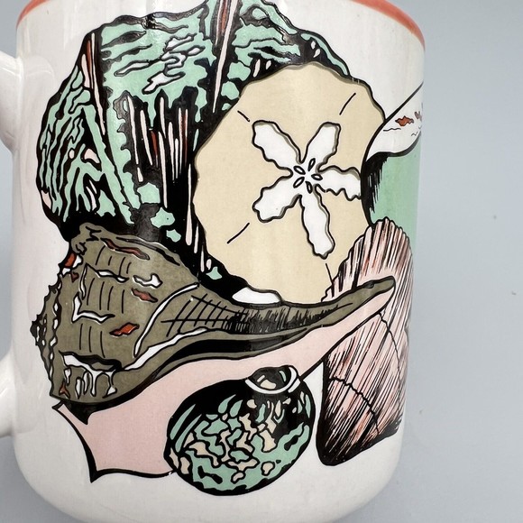 VTG 1988 Potpourri Press Coffee Mugs Seashell Shell Coral Pair Set of 2 EUC LN - Picture 3 of 9
